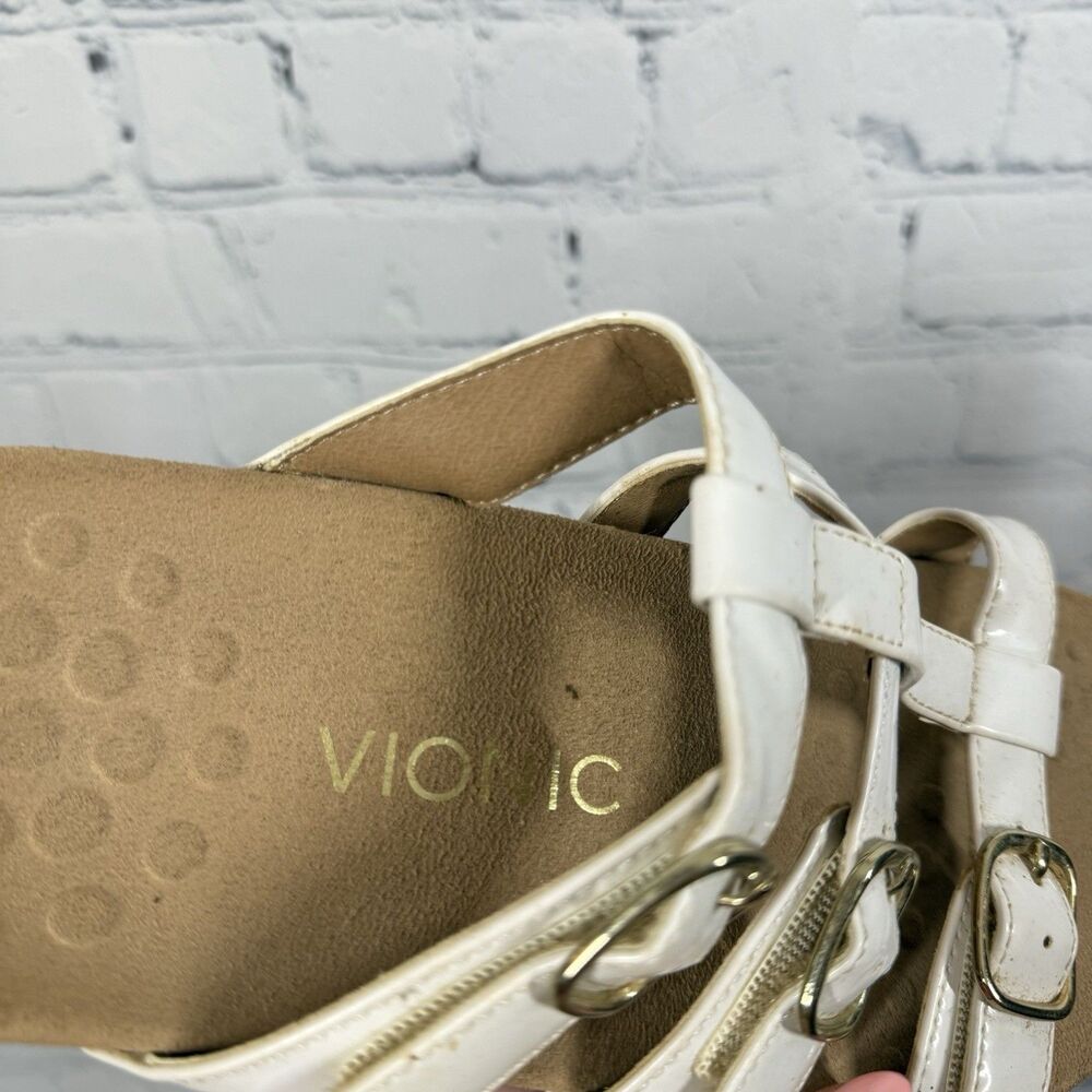 Vionic Sandals Size 7 White Strap Buckle Comfort Footbed Minimalist Coastal - Picture 9 of 13